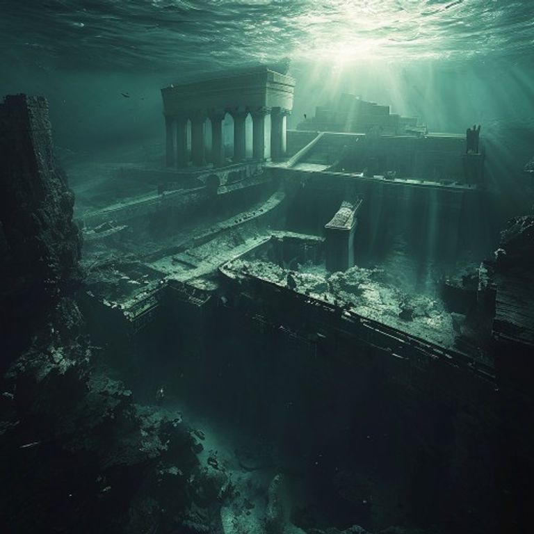 Atlantis lost civilization sunken city ocean mystery declassified truth illustration