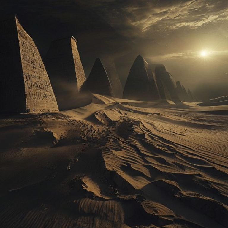 Ancient Egypt unsolved mysteries declassified secrets desert ruins illustration