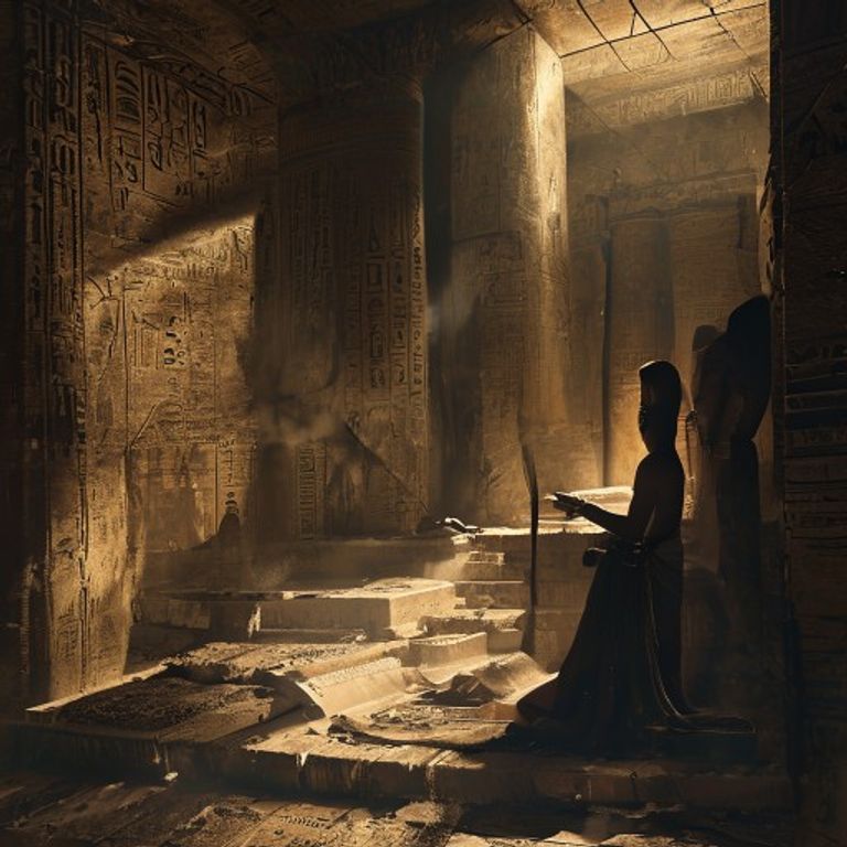 The majestic Pyramids of Giza at sunrise, hinting at Ancient Egypt's classified secrets and unexplained mysteries, a symbol of advanced ancient knowledge.