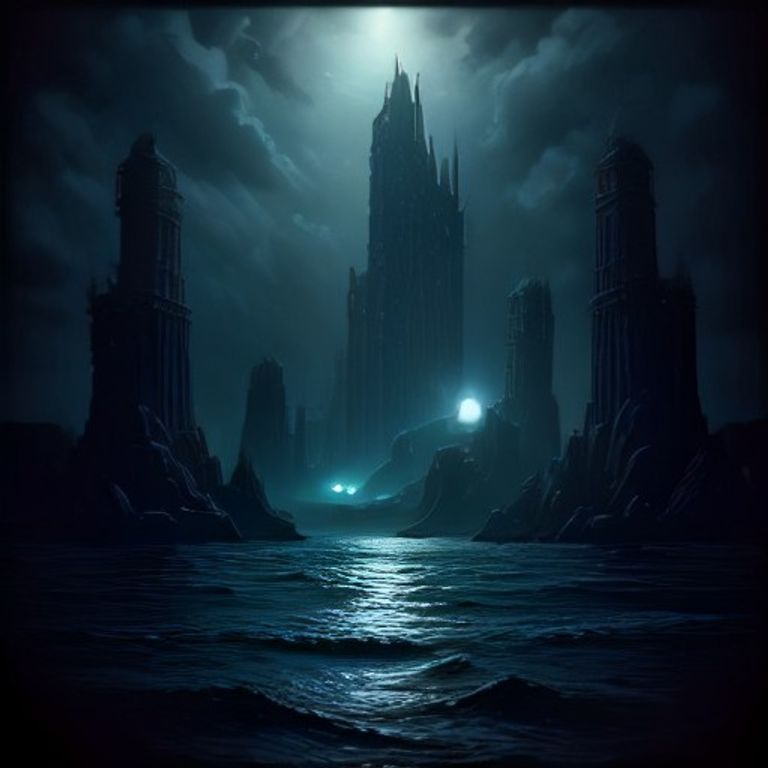 An antique illustration depicting the supposed destruction of Atlantis, with a volcanic eruption and a city sinking into the ocean, reflecting the cataclysmic themes in Ignatius Donnelly's work.